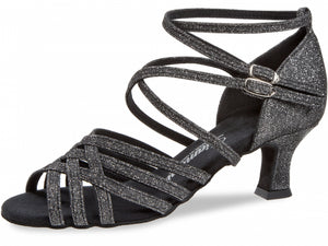Diamant 108-036-519 Black Silver Brocade  2inch Latino Heel Narrow Fit