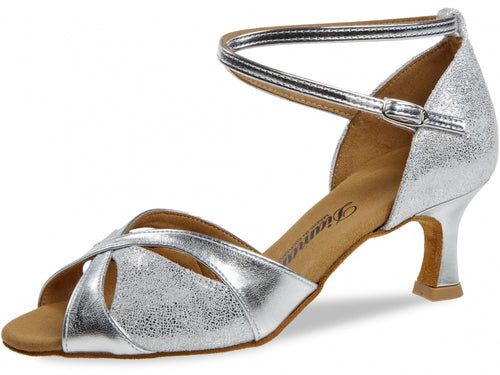 Diamant 141-077-463 Silver Synth/Anitque Suede with  2inch Flared Heel