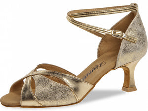Diamant 141-077-464 Gold Synth/Anitque Suede with  2inch Flared Heel