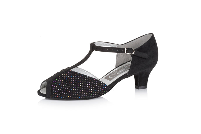 Freed of London - Coral black/multi glitter ladies open toe sandal