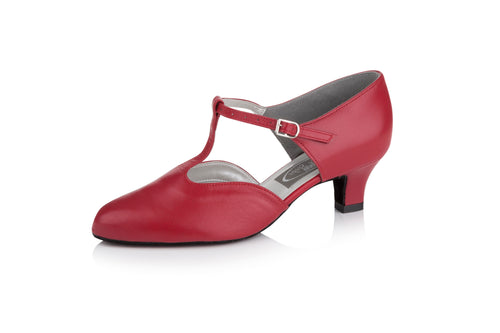 Freed of London - Moonstone red or black leather ladies closed toe shoe