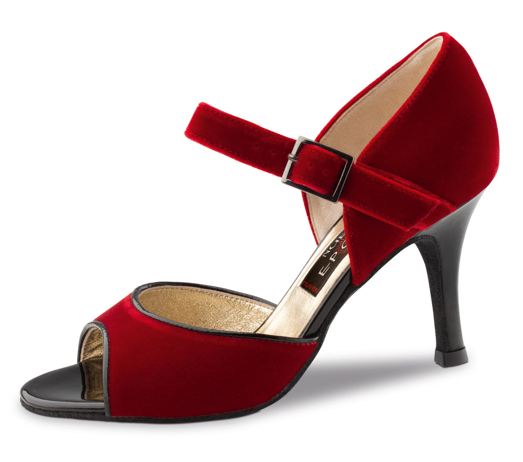 Nueva Epoca - Romy Velvet Red/Patent Black